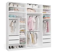 BDW - Sistema de Dressing Modular - Armario Abierto Moderno con Módulos - Barras, Cajones, Estantes, Elementos Superiores, Dormitorio, Pasillo - OPENO 260x250, Blanco