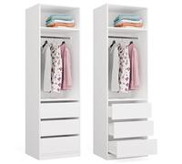 BDW - Sistema de Dressing Modular - Armario Abierto Moderno con Módulos - Barras, Cajones, Estantes, Elementos Superiores, Dormitorio, Pasillo - OPENO 1W1P3S, Blanco