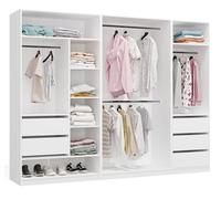 BDW - Sistema de Dressing Modular - Armario Abierto Moderno con Módulos - Barras, Cajones, Estantes, Elementos Superiores, Dormitorio, Pasillo - OPENO 260x200, Blanco