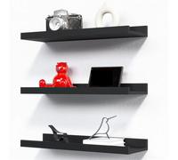 BDXMKS Baldas Flotantes Pared 1 Juego de 3 estantes flotantes for decoración de Pared de Sala de Estar, estantes montados en la Pared con Borde for exhibir imágenes, repisa for Dormitorio(Black)