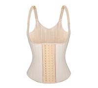 BDXMKS Fajas Reductoras Mujer Chaleco Moldeador de Cintura de látex con 25 Huesos de Acero, Faja Moldeadora, corsé bajo el Busto(Beige,L)