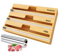 BDXZJ Dispensador Papel Aluminio Y Film 3 In 1, Dispensador De Papel De Pergamino con Cortador, Organizador De Papel Albal Y Film Cajon, Cortador Papel Aluminio para Film Transparente