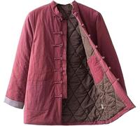 BDXZJ Traje Tang De Algodón De Invierno Para Hombres, Uniforme De Tai Chi De Ropa Tradicional China De Manga Larga Tops, Traje De Kungfu Tang Ropa De Wing Chun Para Hombre A,M