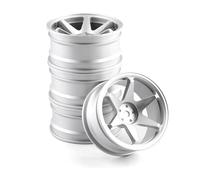 bdzxvhme 4 Llantas de Metal TE37 for Coche de Carreras de derrape en Carretera, 52 mm, 1/10 RC, for Tam-iya, Kyosho, HSP, HPI, Trxs y RedCat (Azul)(Silver)