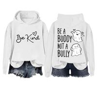 Be A Buddy Not A Bully - Sudadera con capucha para Halloween, color naranja, antibullying Unity Day Be Kind, camiseta unisex, blanco, L