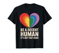 Be A Decent Human - LGBT Heart Retro Message Camiseta