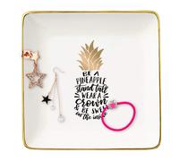 Be a Pineapple Stand Tall Wear a Crown Ceramic Jewelry Holder Box Ring Dish Trinket Tray Tropical Inspirational Gifts For Wo