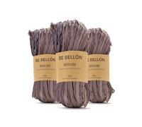 BE BELLÓN Hebras de Rafia Natural para Tejer Crochet Bolsos y Sombreros - Especial Ganchillo y Manualidades con Relleno - Madejas Colores, 3x50g Lavender