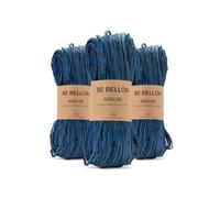 BE BELLÓN Hebras de Rafia Natural para Tejer - Especial Ganchillo Crochet Bolsos y Sombreros - Manualidades y Relleno - Madejas Colores, 3x50g Blue