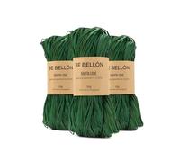 BE BELLÓN Ovillo de Rafia Natural para Tejer Crochet - Hebras para Bolsos y Sombreros - Especial Ganchillo y Manualidades con Relleno - Madejas de Colores, 3x50g Pine