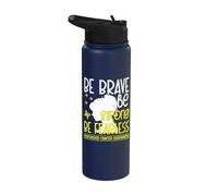 Be Brave Be Strong Be Fearless Childhood Cancer Awareness Stainless Steel Insulated Water Bottle