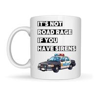 Be Buz Divertida taza de café de oficial de policía - It's Not Road Rage If You Have Sirens Taza de té de cerámica de 11 onzas - Regalo de policía para policía, sheriff y policías (blanco)
