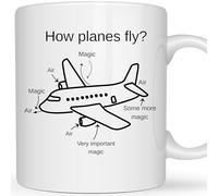 Be Buz Funny How Planes Fly Mug - Taza de broma de piloto de humor de aviación - Regalo para amantes de los aviones - Taza divertida de cerámica de 325 ml