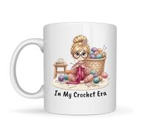 Be Buz in My Crochet Era - Taza de café de cerámica divertida para amantes del ganchillo, tejedores, costura y artesanos de hilo, 11 onzas