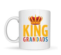 Be Buz King of Grandads - Taza de café con diseño de corona real, taza de cerámica blanca de 325 ml para abuelo