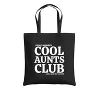 Be Buz Proud Member Cool Aunts Club - Bolsa de algodón reutilizable para mujer - Divertida bolsa "Like a Mom but Cooler" - Regalo para tías, hermanas y amigas, Black, One Size