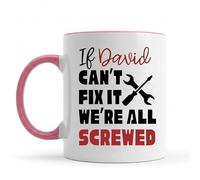 Be Buz Taza de café con texto en inglés "If Can't Fix It We're All Screwed", divertida taza de café personalizada para papá, regalo de cerámica para el día del padre, padrastro, abuelo (borde y asa
