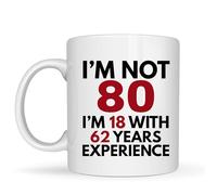 Be Buz Taza de café con texto en inglés "I'm Not 60 I'm 18 with 42 Years of Experience", divertida taza de café de 60 cumpleaños para mujeres y hombres, taza de cerámica blanca de 325 ml (80)