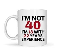 Be Buz Taza de café con texto en inglés "I'm Not 60 I'm 18 with 42 Years of Experience", divertida taza de café de 60 cumpleaños para mujeres y hombres, taza de cerámica blanca de 11 onzas (40)