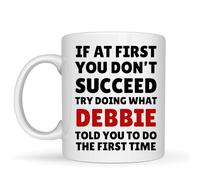 Be Buz Taza de café personalizada - "If At First You Don't Succeed" con cita sarcástica de 11 onzas, taza de cerámica blanca - Regalo personalizado para compañeros de trabajo, amigos, taza de humor de