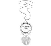 Be Change See World - Collar giratorio con colgante de alas de ángel