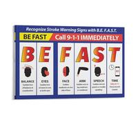 BE FAST - Póster de señales de advertencia de accidentes cerebrovasculares, multicolor, gráfico educativo de 24 x 36 pulgadas (60 x 90 cm)