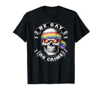 BE Gay DO Crime Cráneo Queer Punk Queercore Bandera LGBT+ Camiseta