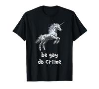 Be Gay Do Crime Goth Punk Unicornio Gótico Esqueleto Alt Pride Camiseta