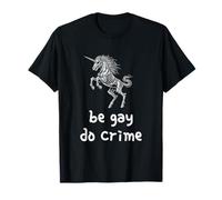 Be Gay Do Crime Goth Punk Unicornio Gótico Esqueleto Alt Pride Camiseta