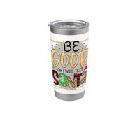 Be good or I will text Santa X-mas feo suéter navideño Vaso térmico de acero inoxidable de doble pared