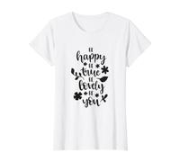 Be Happy Be True Be Lovely Be You - Cita Motivacional Camiseta gráfica económica, Mujer, Blanco, L