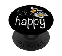 Be Happy Bee Daisy Flower Lover - Gráfico Inspirador PopSockets PopGrip Adhesivo
