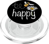 Be Happy Bee Daisy Flower Lover - Gráfico Inspirador PopSockets PopGrip para MagSafe