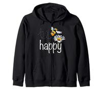 Be Happy Bee Daisy Flower Lover - Gráfico Inspirador Sudadera con Capucha
