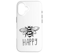 Be Happy Bee Happy Funny Save The Bees Honey Hive Honeycomb Carcasa para iPhone 16