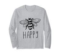 Be Happy Bee Happy Funny Save The Bees Honey Hive Honeycomb Manga Larga
