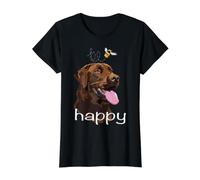 Be Happy Brown Labrador Retriever Chocolate Lab Mamá Perro Papá Camiseta gráfica económica, Mujer, Negro, S