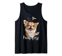 Be Happy Inspirational Chihuahua Perro Chiwawa de Pelo Largo Camiseta sin Mangas