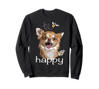 Be Happy Inspirational Chihuahua Perro Chiwawa de Pelo Largo Sudadera
