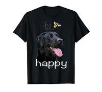 Be Happy Inspirational Labrador Retriever Dog Lab Mom Camiseta gráfica económica, Hombre, Negro, S