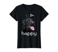 Be Happy Inspirational Labrador Retriever Dog Lab Mom Camiseta gráfica económica, Mujer, Negro, XL