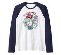 Be in Awe RIZZ 'EM with TISM Patriotismo Duck Goose Mom Camiseta Manga Raglan