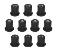 Be In Your Mind 10 tuercas de goma M6 para parabrisas de motocicleta, inserto de latón, tuerca de carenado de motocicleta, compatible con Honda, compatible con Suzuki