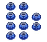 Be In Your Mind 10 tuercas M4 con brida de aleación de aluminio y nailon, tuercas hexagonales autoblocantes para coche a escala 1/10, camión a control remoto, ruedas de oruga, piezas de repuesto