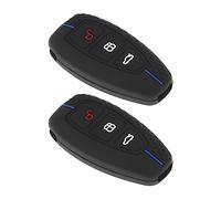 Be In Your Mind 2 fundas de repuesto para llave de coche de 3 botones compatibles con Ford Focus MK2/MK3/MK4 funda de silicona negra con rayas azules