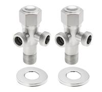 Be In Your Mind 2 juegos de válvulas de ángulo inoxidable 1/2, 1 entrada y 2 salidas, válvula de parada para lavadora y calentador de agua de inodoro