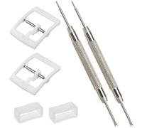Be In Your Mind 2 Juegos Hebillas Y Kits Bucle para Correa Reloj Con Herramientas Barra Resorte Compatible Con Swatch Piezas Repuesto 16 mm Ancho Interno Color Blanco