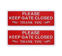 Be In Your Mind 2 letreros de advertencia de aleación de aluminio con texto en inglés "Please Keep Gate Closed", accesorios para vallas de madera en U, 25 x 9 x 0,1 cm