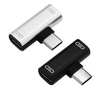 Be In Your Mind 2 Piezas Adaptador Divisor Dual Tipo C USB-C Carga/Llamadas/Remoto/Música Convertidor 2 en 1 Tipo C Compatible con Huawei Compatible con Honor Compatible con Xiaomi (Negro, Plata)