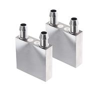 Be In Your Mind 2 Piezas Bloque de Refrigeración por Agua de Aluminio 40x40x12mm para Enfriador de Agua Sistema de Disipador de Calor CPU Gráficos Radiador Disipador de Calor con Boquilla de 9mm